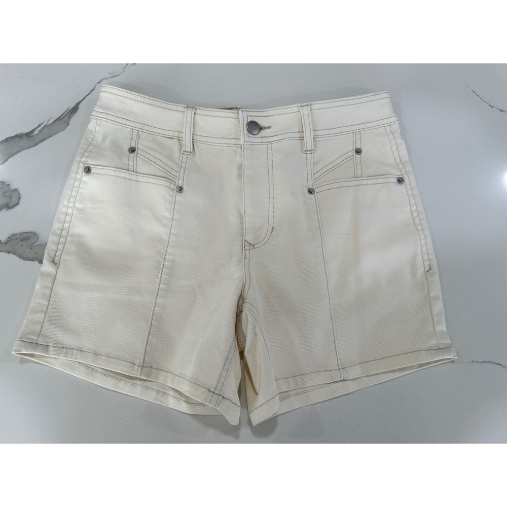 Dear John Julian Shorts Cream High Rise Stretch Denim Utility Size 27